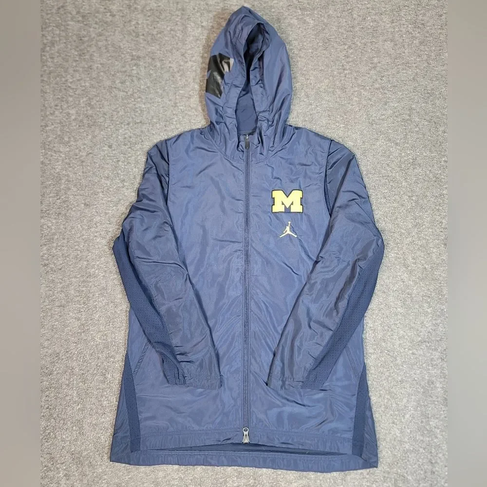 Jordan Michigan Wolverines Dri-Fit Team Issue Jacket Mens L +2 Hooded NCAA